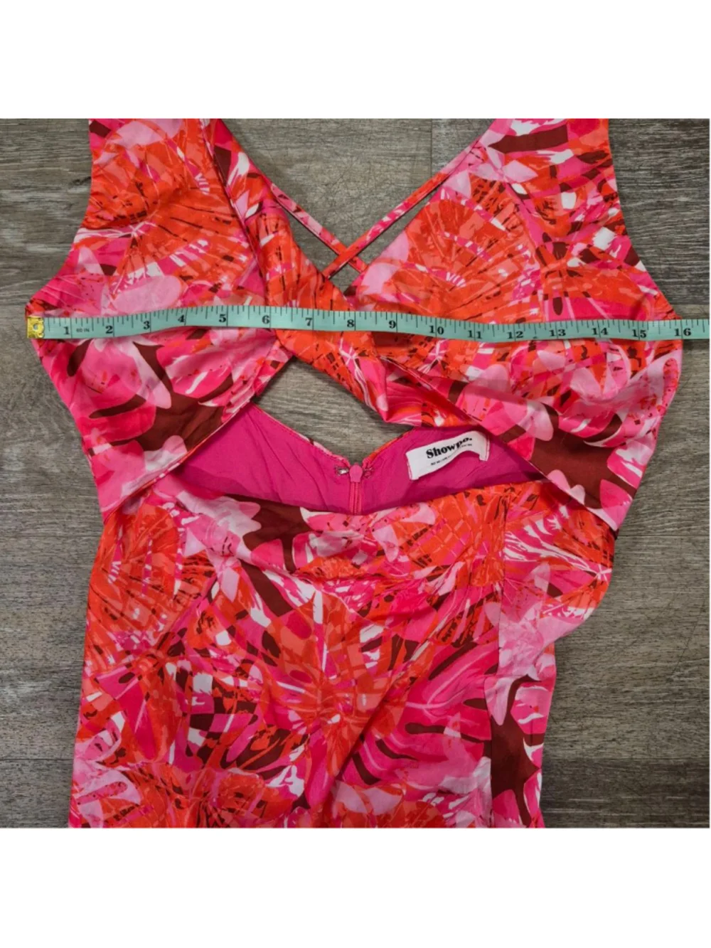 Women's Showpo. Pink Orange Floral Cutout Maxi Dress Size 6 - Picture 7 of 11
